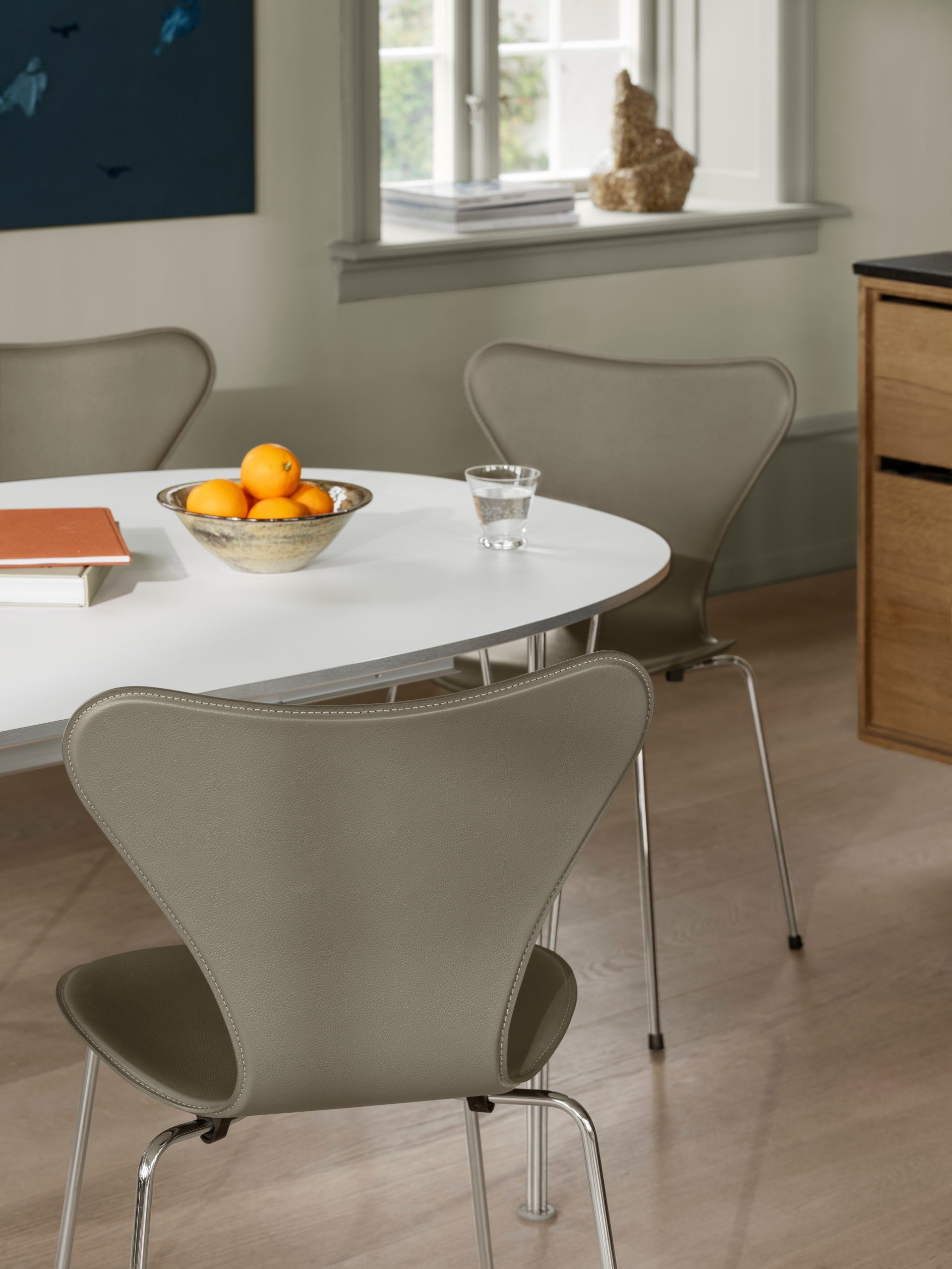 Fritz Hansen B620 Superellipse Udtræksbord - Hvid laminat/Krom - Billede 2