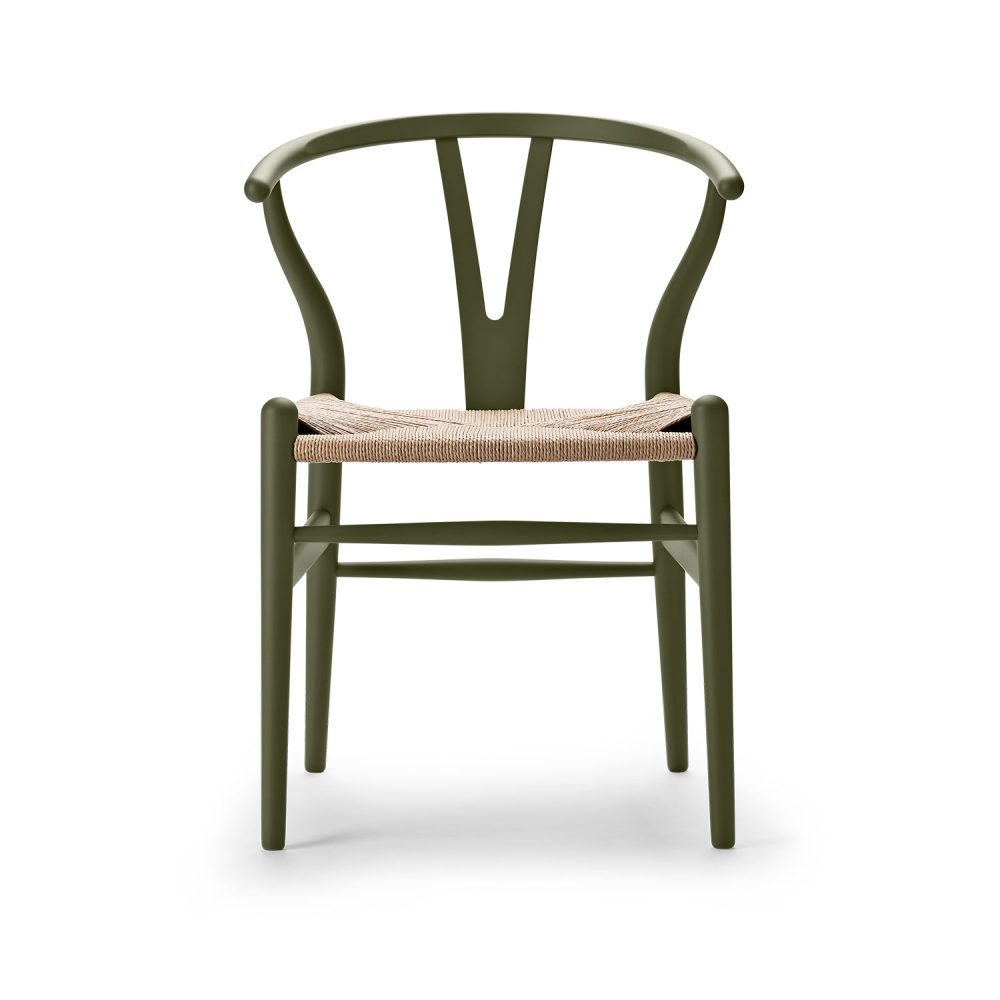 CH24 Y-stol af Hans J. Wegner - Bøg Soft Olive Green/naturflet
