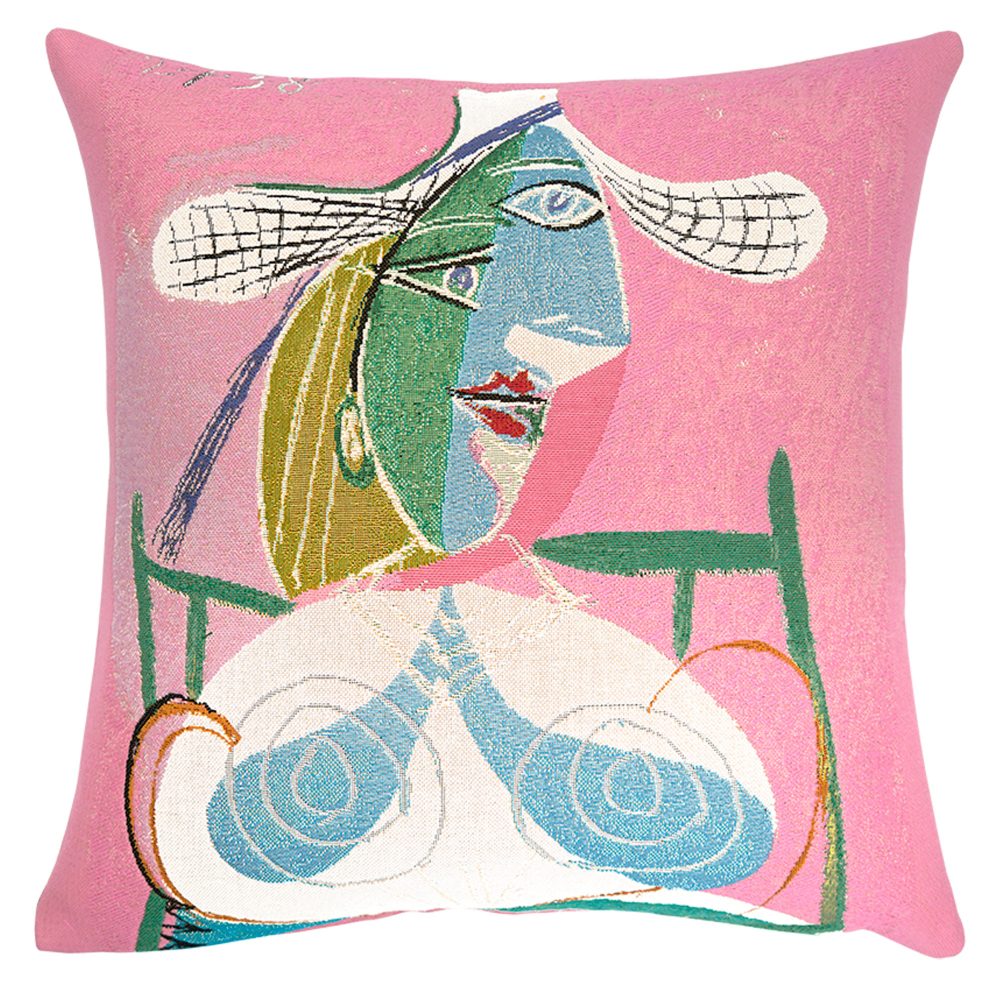 Femme Assise Au Chapeau De Paille (1938) - Picasso pude, 45×45 cm