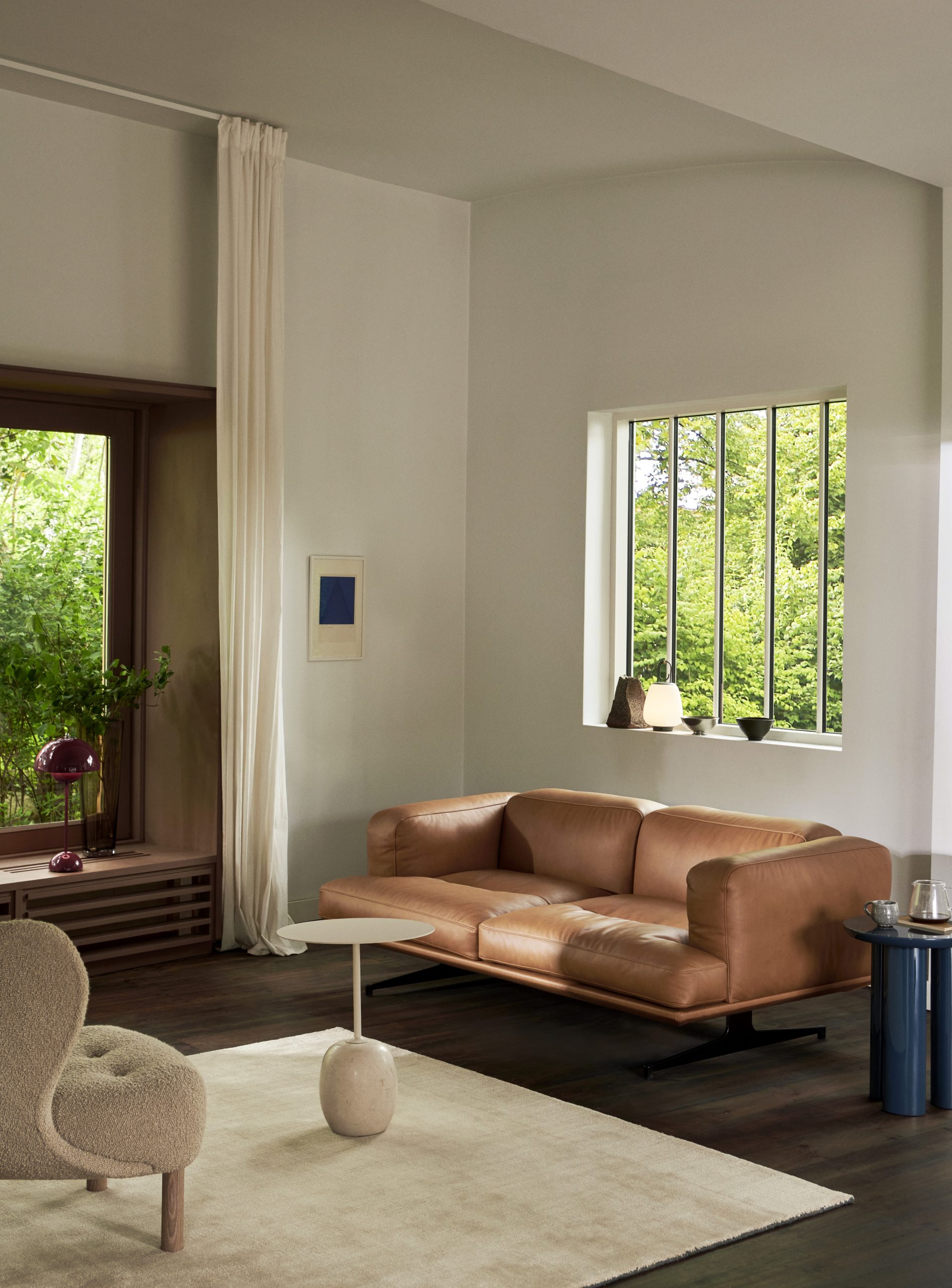 &Tradition Inland AV22 2-personers Sofa, Cognac læder / Krom stel - Billede 4