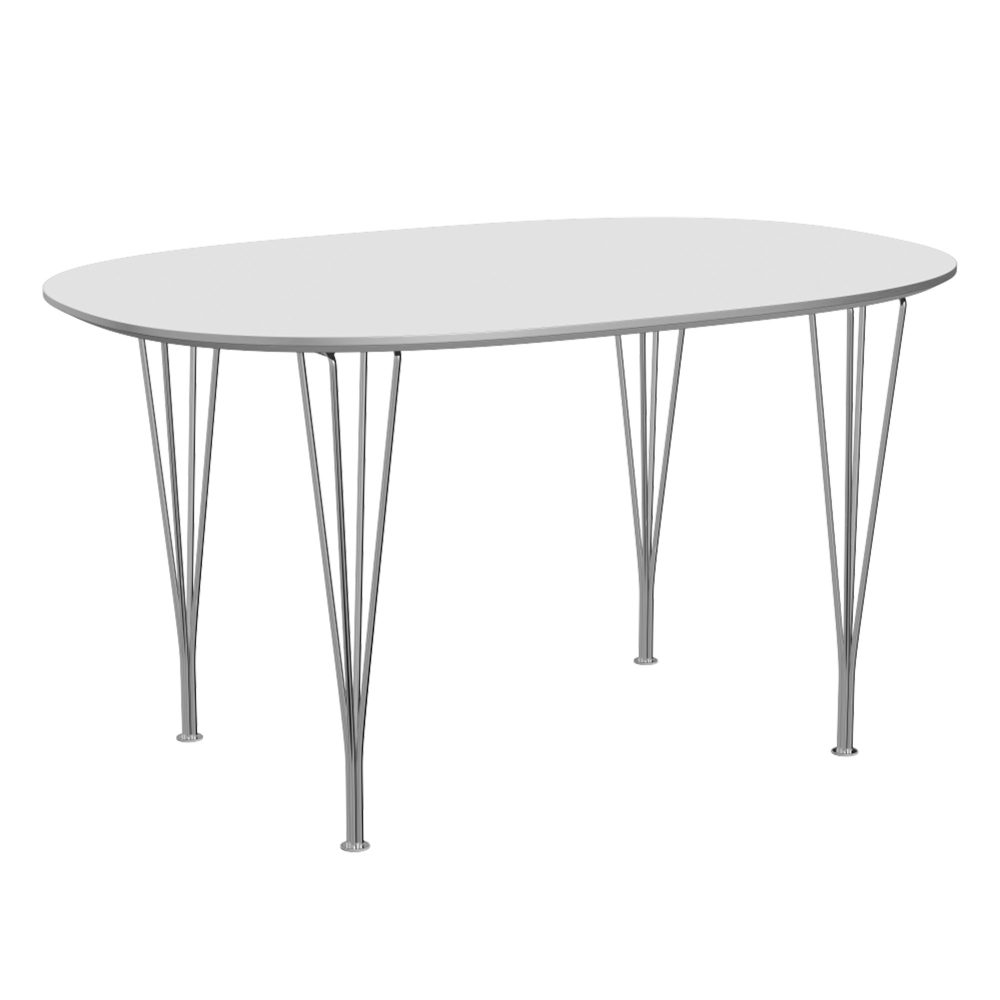 Fritz Hansen B611 Superellipse Spisebord - Hvid laminat/Krom