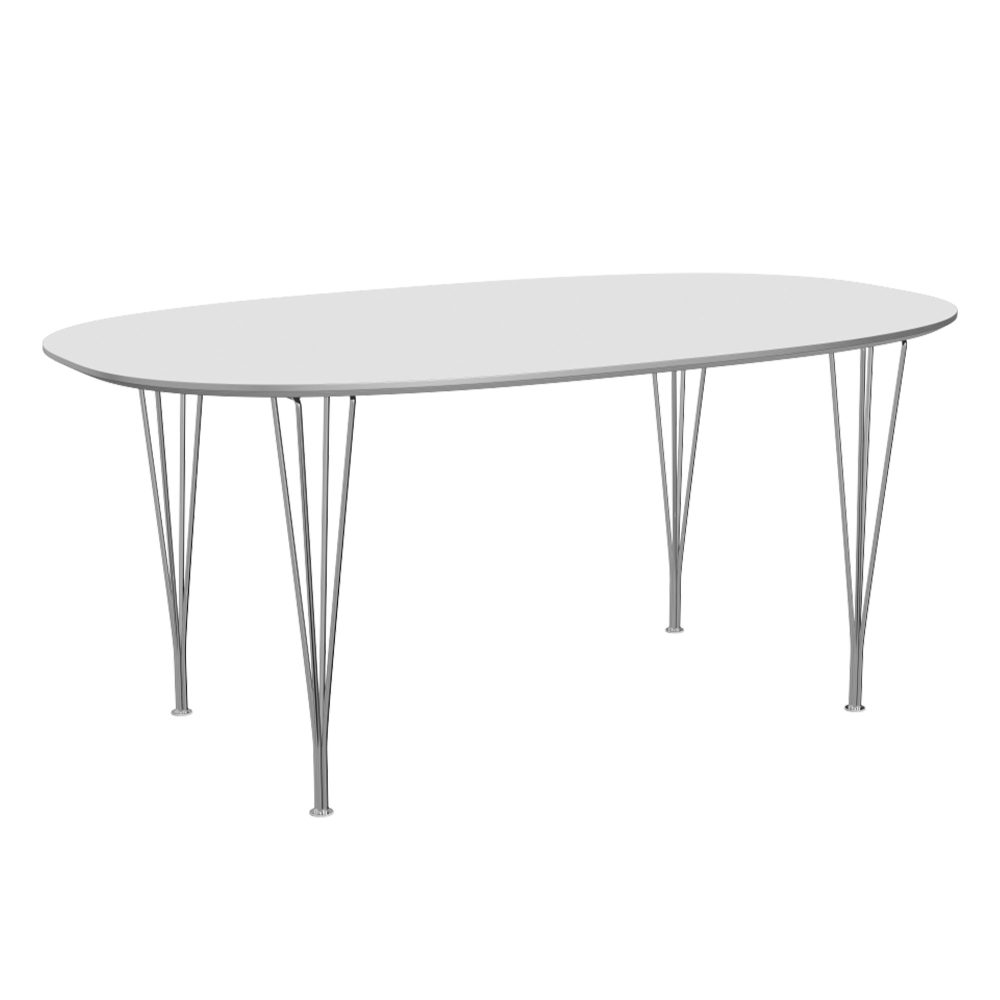 Fritz Hansen B616 Superellipse Spisebord - Hvid laminat/Krom