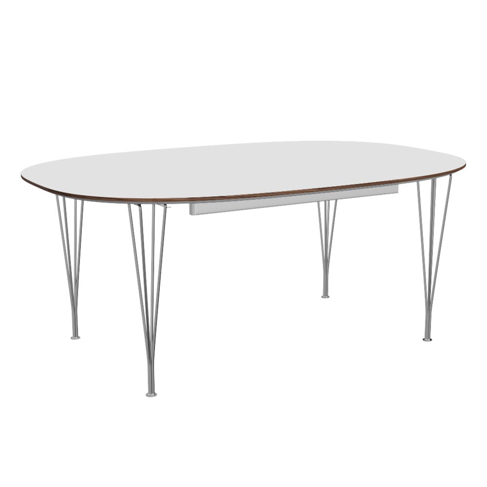 Fritz Hansen B619 Superellipse Udtræksbord - Hvid laminat/Krom