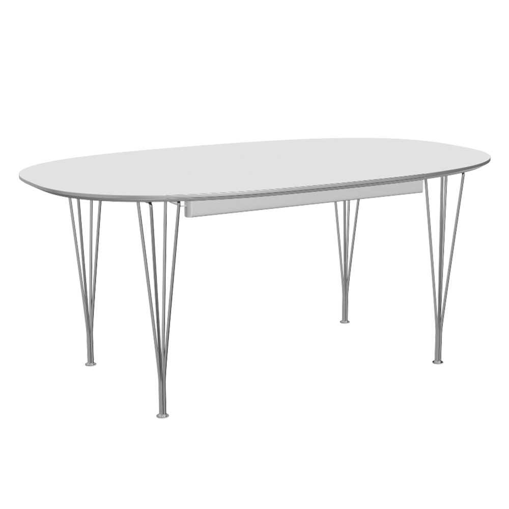 Fritz Hansen B620 Superellipse Udtræksbord - Hvid laminat/Krom