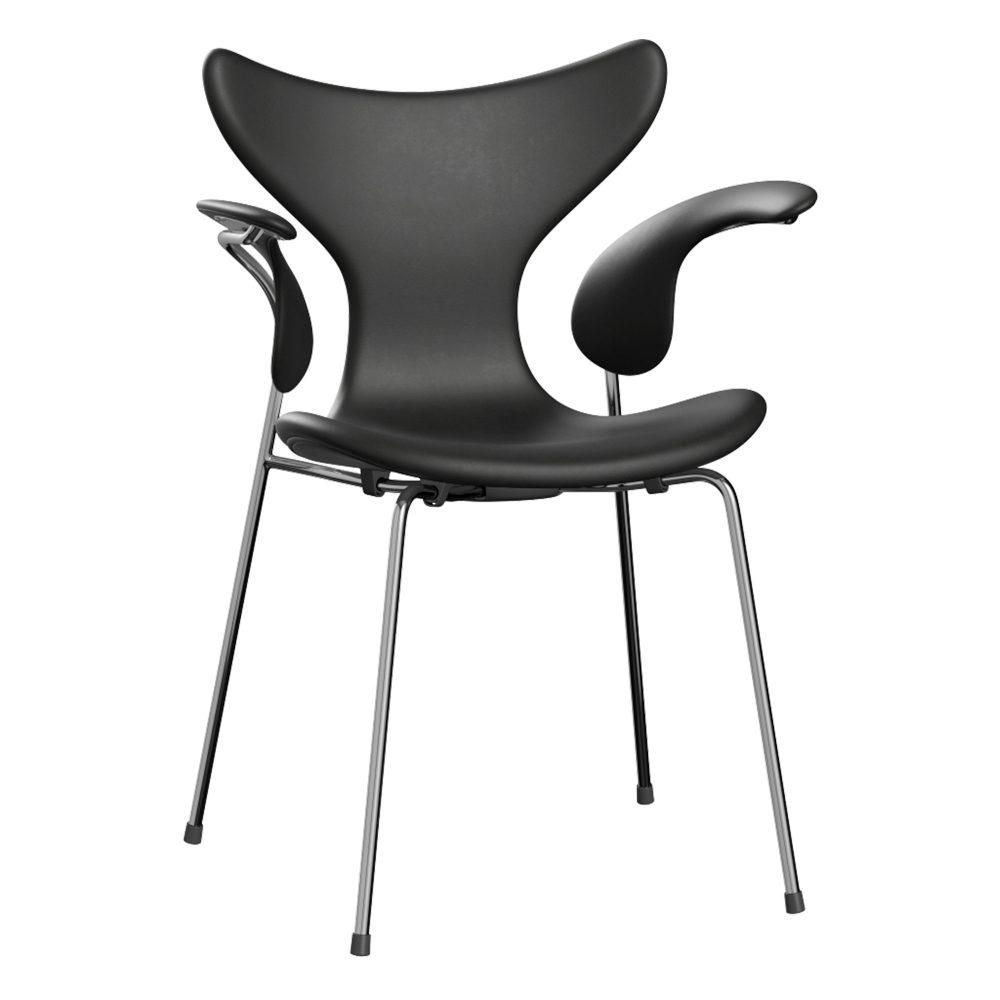 Fritz Hansen 3208 Liljen - Fuldpolstret Sort Essential Læder