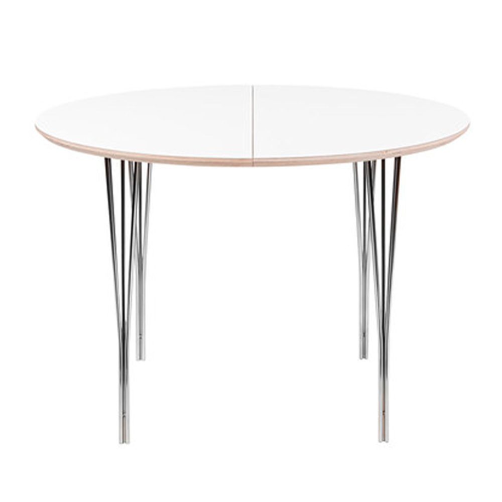 Haslev Symphony 82 Spisebord, Ø105 cm, Hvid Laminat/Chrome